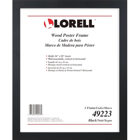 Lorell Poster Frame 16" x 20" Frame Size Rectangle Wall Mountable 49223